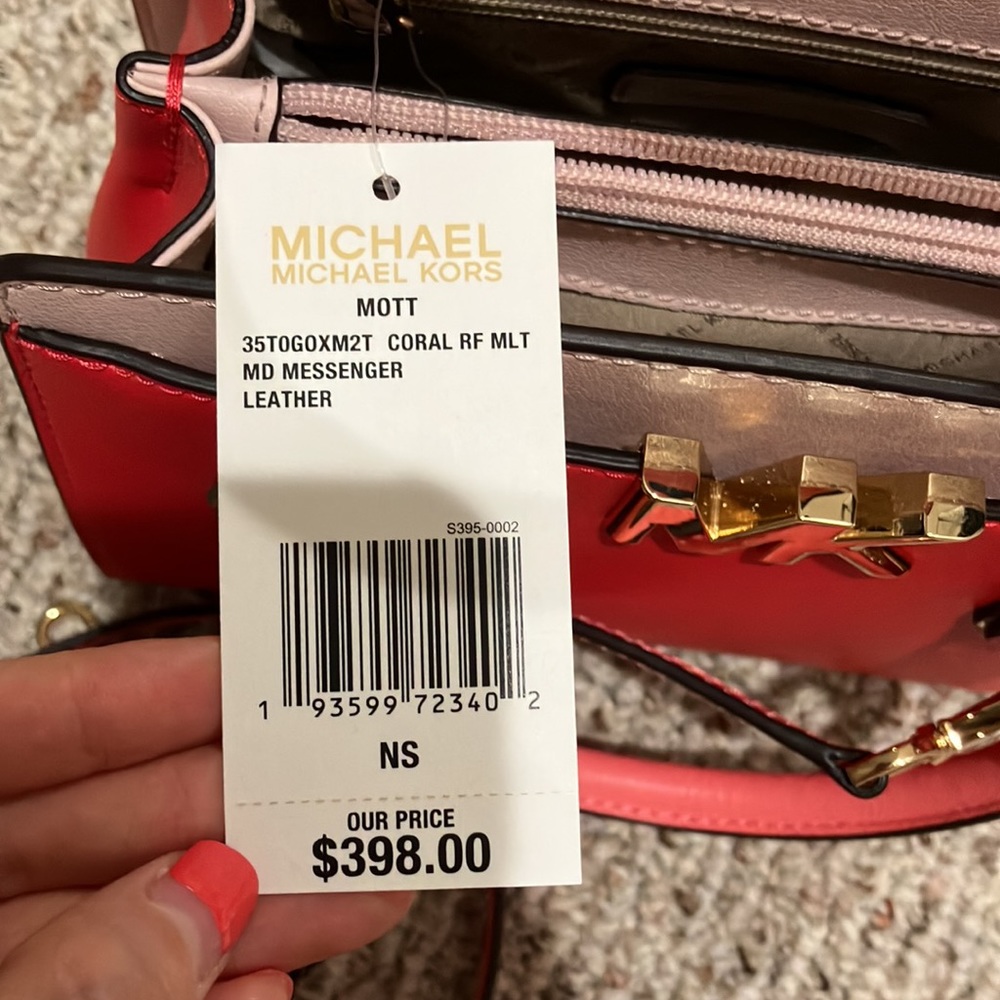Michael Kors Mott Medium Messenger Convertible Crossbody(CORAL RF MLT)35T0GOXM2T - Picture 15 of 15